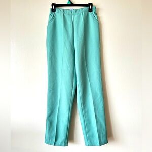 NWOT Vintage 80's Koret XS High Waist Green Straight Leg Paper bag Dress Pants